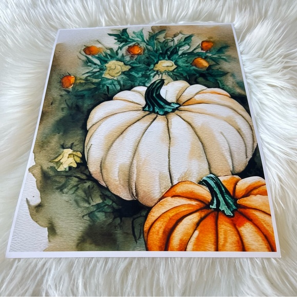 Wall Art Watercolor Floral Pumpkins Print Poster Card Unframed - Picture 7 of 10
